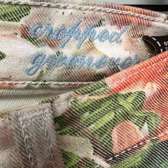 7 For All Mankind Cropped Floral Print Skinny Jeans Size 25 - Picture 7 of 10